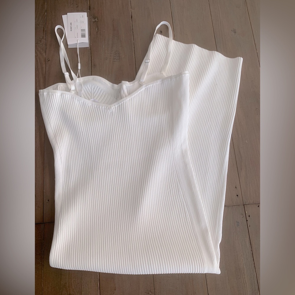 Helmet Lang ribbed eyelet bra dress in white NWT - Picture 6 of 9